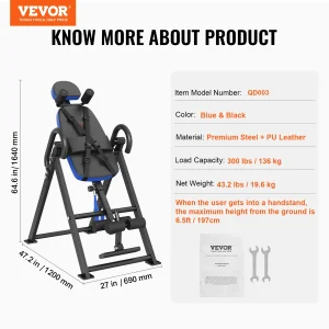 Heavy Duty Inversion Table Decompression Back Stretcher Machine w/Headrest